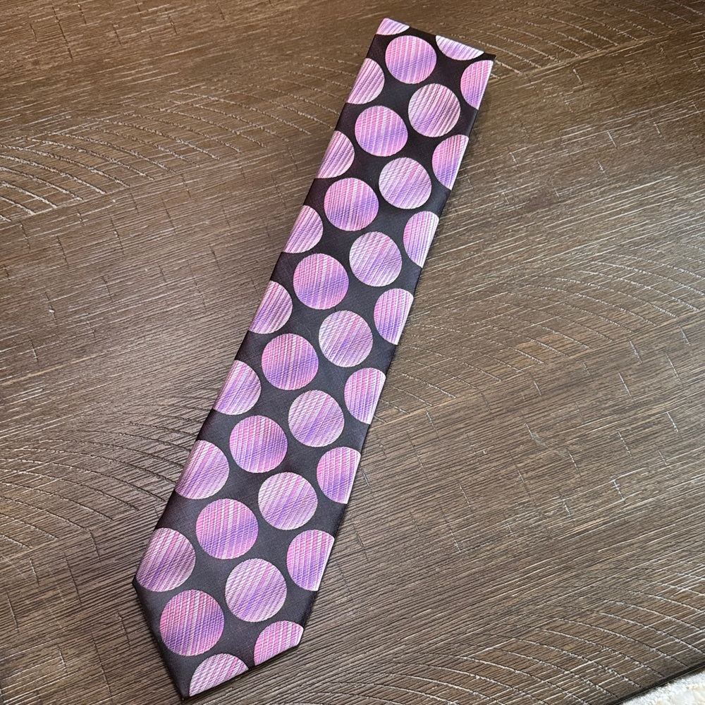 Rossi Man Stylish Black Purple Stripe Polka Dot Men’s Neck Tie